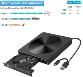 img 3 attached to 📀 Внешний привод CD DVD Haiway USB 3.0 Type-C Портативный записывающий DVD-привод с защитным чехлом для хранения для ноутбука Windows Linux Mac, настольного компьютера, MacBook Pro / Air, iMac – CD/DVD-привод перезапись