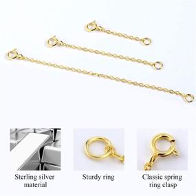 img 3 attached to 💍 1-3 Inch 925 Sterling Silver Chain Extender for Jewelry Making: 14K Gold Necklace, Bracelet, and Anklet Extension