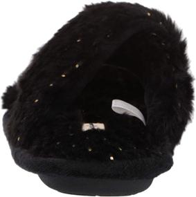 img 2 attached to Dearfoams Unisex-Child Ava Kids Faux Fur Cross Band Slide Slipper with Printed Details