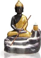 exquisite golden buddha backflow incense burner with 10 pcs cones - perfect home decor gift and ornament логотип