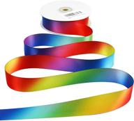 🌈 vibrant and versatile: meedee 1 inch rainbow satin ribbon - ideal for crafts, gift wrapping, party décor, diy handmade hair bows - 25 yards logo