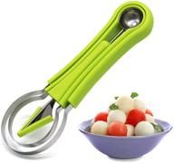 professional 4-in-1 stainless steel watermelon cutter set - suuker melon baller scoop, fruit 🍉 carving tools, seed remover & pulp separator - watermelon knife included - ideal fruit slicer (green) logo