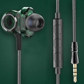 img 3 attached to Наушники OBB Green Earbuds с микрофоном, улучшенными драйверами 10+6+6 мм PET+PU, легкие и удобные наушники с регулировкой громкости, 3,5 мм наушники для ноутбука, смартфона и ПК.