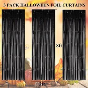 img 2 attached to 🎃 Halloween Foil Curtains: 3-Pack Metallic Tinsel Fringe Backdrop for Spooky Halloween Decorations and Party Photos