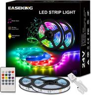 450 светодиодов, синхронизация с музыкой, изменение цвета, led-освещение easyking длиной 50 футов с пультом дистанционного управления для спальни. логотип