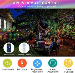 img 2 attached to Enhance Your Outdoor Space with 49FT Dimmable Color Changing LED String Lights – Waterproof 🌈 & Shatterproof, with APP & Remote Control – Ideal for Cafe, Backyard, Balcony, Garden (2 Pack)