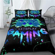 🎮 gaming bedding set: twin size gamer comforter cover for kids & teens - 3 piece gamepad quilt cover for video games bed - includes 1 duvet cover & 2 pillowcases - super soft microfiber home decor logo