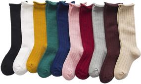 img 4 attached to 🧦 Cute and Comfortable TESOON Kid Girls Cotton Seamless Turn Cuff Socks - 5-10 Pack