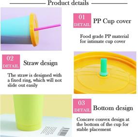 img 3 attached to 🌈 Set of 5 Color Changing Cups - 24oz Reusable Tumbler with Lids and Straws | Colored Tumbler with 25 Stickers