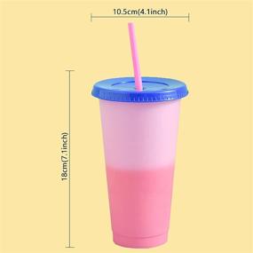 img 1 attached to 🌈 Set of 5 Color Changing Cups - 24oz Reusable Tumbler with Lids and Straws | Colored Tumbler with 25 Stickers