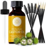 🍃 pure body naturals organic castor oil - eyelash and eyebrow growth serum with applicator kit, 1 ounce - varying labels logo