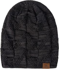 img 2 attached to 🧣 Warm & Stylish: PAGE ONE Men's Winter Slouchy Beanie with Fleece Lining - Cable Knit Hat for Ultimate Comfort