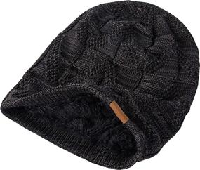 img 1 attached to 🧣 Warm & Stylish: PAGE ONE Men's Winter Slouchy Beanie with Fleece Lining - Cable Knit Hat for Ultimate Comfort