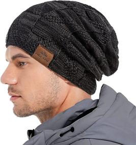 img 3 attached to 🧣 Warm & Stylish: PAGE ONE Men's Winter Slouchy Beanie with Fleece Lining - Cable Knit Hat for Ultimate Comfort