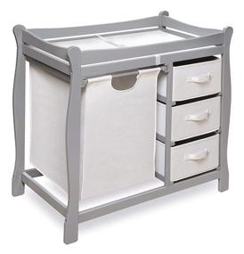 img 4 attached to 🛍️ Sleigh Style Baby Changing Table Set with Integrated Laundry Hamper and 3 Spacious Storage Baskets