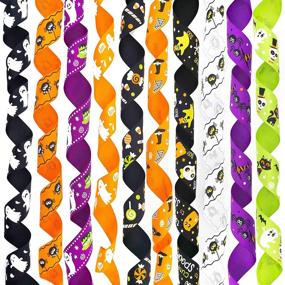 img 1 attached to 🎃 10 Styles Halloween Grosgrain Ribbons: 20 Yards, 1 Inch Width - Ideal for DIY Crafts, Halloween Decorations, Gift Wrapping, Hair Bows, Ribbon Wreaths, and Party Garland (10x2yd)