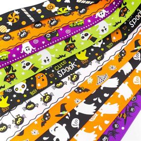 img 3 attached to 🎃 10 Styles Halloween Grosgrain Ribbons: 20 Yards, 1 Inch Width - Ideal for DIY Crafts, Halloween Decorations, Gift Wrapping, Hair Bows, Ribbon Wreaths, and Party Garland (10x2yd)