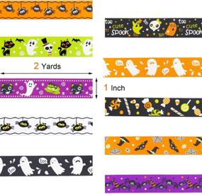 img 2 attached to 🎃 10 Styles Halloween Grosgrain Ribbons: 20 Yards, 1 Inch Width - Ideal for DIY Crafts, Halloween Decorations, Gift Wrapping, Hair Bows, Ribbon Wreaths, and Party Garland (10x2yd)