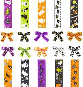 img 4 attached to 🎃 10 Styles Halloween Grosgrain Ribbons: 20 Yards, 1 Inch Width - Ideal for DIY Crafts, Halloween Decorations, Gift Wrapping, Hair Bows, Ribbon Wreaths, and Party Garland (10x2yd)