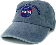 stylish nasa i need my space embroidered washed cotton cap: the perfect accessory for space enthusiasts logo