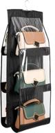 👜 emoly hanging handbag organizer: dust proof storage holder bag for women's purse and clutch - 6 large pockets for efficient organizing in closet or wardrobe (black) logo