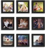 🖼️ set of 9, home margo 4x4 black instagram photo collage frames - small square picture frames, 4 inch logo