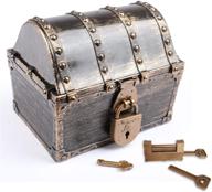 🏴 explore endless adventures with leadtex kids pirate treasure chest – plastic pirate vintage treasure box in bronze логотип