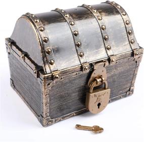 img 3 attached to 🏴 Explore Endless Adventures with Leadtex Kids Pirate Treasure Chest – Plastic Pirate Vintage Treasure Box in Bronze