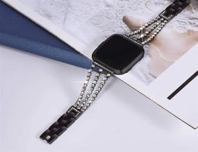img 3 attached to 💎 Diamond Bracelet Band Compatible with Fitbit Versa 3 and Fitbit Sense Smart Watches for Women - Black