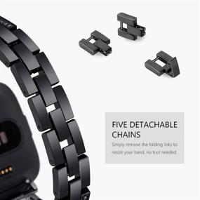 img 2 attached to 💎 Diamond Bracelet Band Compatible with Fitbit Versa 3 and Fitbit Sense Smart Watches for Women - Black