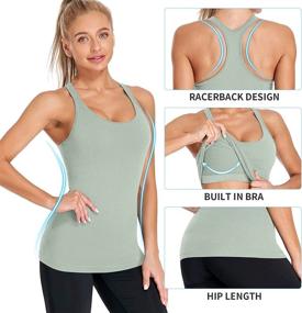 img 2 attached to 👚 ATTRACO Ribbed Workout Tank Tops for Women: Stylish Racerback Scoop Neck Athletic Top with Built-in Bra