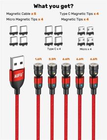 img 3 attached to ⚡ Набор магнитных кабелей для быстрой зарядки - AUFU Быстрая зарядка USB C магнитный кабель для устройств Micro USB и Type C (5 штук - 1,6 фута/3,3 фута/6,6 фута/6,6 фута/6,6 фута)
