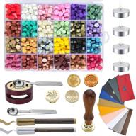 💌 wax seal stamp kit with 648 pcs wax seal beads, 2 wax stamps, and more - perfect for wedding invitations, gift wrapping, and christmas letters logo