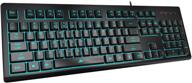 💡 powzan light up gaming keyboard - membrane silent wired keyboard with low profile lighted keys for computer, windows pc gamer - full size, black logo