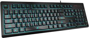 img 4 attached to 💡 POWZAN Light Up Gaming Keyboard - Membrane Silent Wired Keyboard with Low Profile Lighted Keys for Computer, Windows PC Gamer - Full Size, Black
