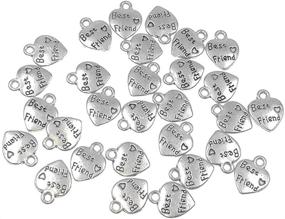 img 1 attached to Peach Heart Double-Sided Pendant: Ideal for DIY Jewelry Making - 60pcs Charm Set (Silver Tone)