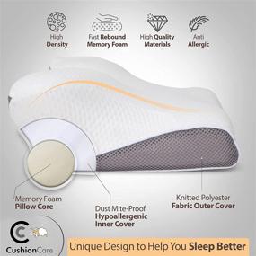 img 2 attached to 🌙 Cervical Memory Foam Pillow: Ultimate Relief for Neck and Shoulder Pain – Ergonomic, Orthopedic Support for Side, Back, Stomach Sleepers - Includes Free Sleeping Mask
