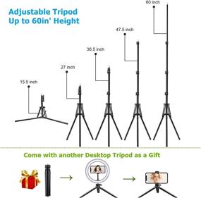 img 3 attached to 📸 Туримон Сэлфи-светильник с треногой 10.3" и стойкой 60", столиковая стойка, два держателя для телефона - идеально подходит для фотографии, макияжа, видеозаписи, блоггинга, прямых эфиров
