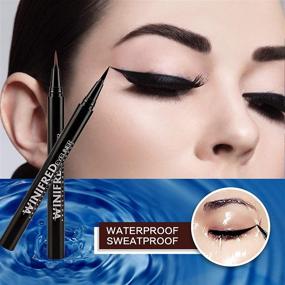 img 1 attached to Winifred Liquid Eyeliner Pencil Set for Women - Waterproof Color Eye Liner Trio (White/Black/Brown) - Long-lasting Makeup Eyeliner Pen (3 Pcs)