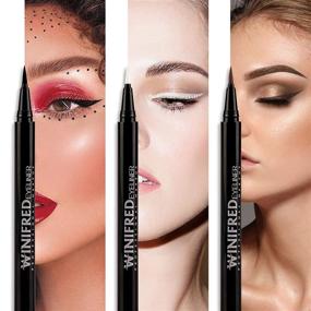 img 3 attached to Winifred Liquid Eyeliner Pencil Set for Women - Waterproof Color Eye Liner Trio (White/Black/Brown) - Long-lasting Makeup Eyeliner Pen (3 Pcs)