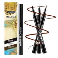 winifred liquid eyeliner pencil set for women - waterproof color eye liner trio (white/black/brown) - long-lasting makeup eyeliner pen (3 pcs) logo