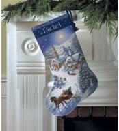 🧦 golden dusk sleigh ride cross stitch stocking - 16 inches long logo