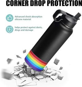 img 3 attached to Rainbow Silicone Boot Cover for Hydro Flask Water Bottles - Anti-Slip Protective Sleeve for 12oz to 40oz Sports Flasks