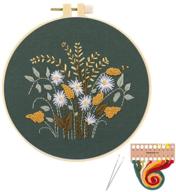 beginner's embroidery kit with pattern and instructions, stamped cross stitch kit 🧵 for adults, kids - needlepoint hoops, cloth, thread, floss - flowers, plants, cactus included logo