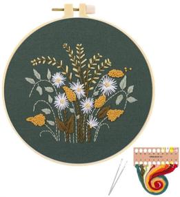 img 4 attached to Beginner's Embroidery Kit with Pattern and Instructions, Stamped Cross Stitch Kit 🧵 for Adults, Kids - Needlepoint Hoops, Cloth, Thread, Floss - Flowers, Plants, Cactus Included