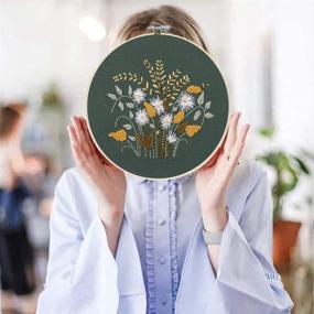 img 1 attached to Beginner's Embroidery Kit with Pattern and Instructions, Stamped Cross Stitch Kit 🧵 for Adults, Kids - Needlepoint Hoops, Cloth, Thread, Floss - Flowers, Plants, Cactus Included