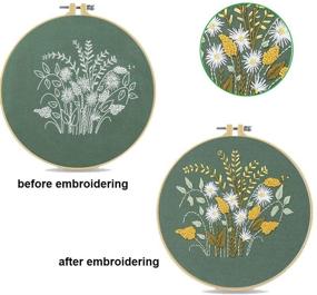 img 3 attached to Beginner's Embroidery Kit with Pattern and Instructions, Stamped Cross Stitch Kit 🧵 for Adults, Kids - Needlepoint Hoops, Cloth, Thread, Floss - Flowers, Plants, Cactus Included