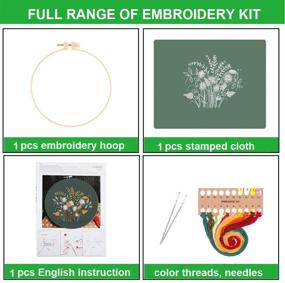 img 2 attached to Beginner's Embroidery Kit with Pattern and Instructions, Stamped Cross Stitch Kit 🧵 for Adults, Kids - Needlepoint Hoops, Cloth, Thread, Floss - Flowers, Plants, Cactus Included