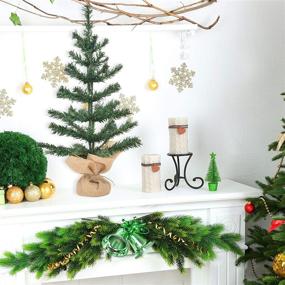 img 1 attached to Holiday Essence Tabletop Mini Christmas Tree - 21 Inch Rustic Green 🎄 Miniature Artificial Tree for Easy Decoration on Tabletop, Window Sill, Counter Top & Desk