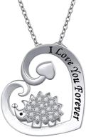 adorable cz hedgehog pendant necklace - 925 sterling silver 🦔 i love you forever gift for women & girls, 18 inch logo